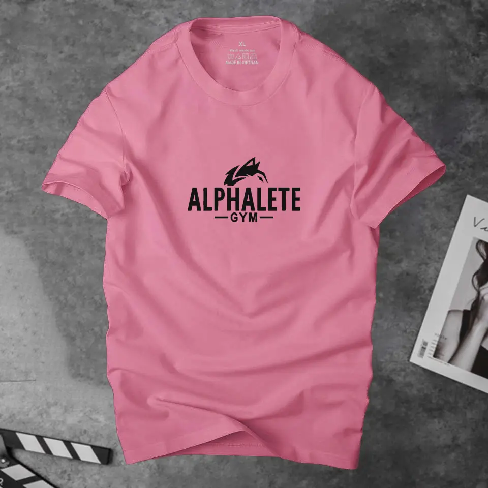 Áo thun nam cổ tròn Alphalete thời trang đẹp màu hồng dâu