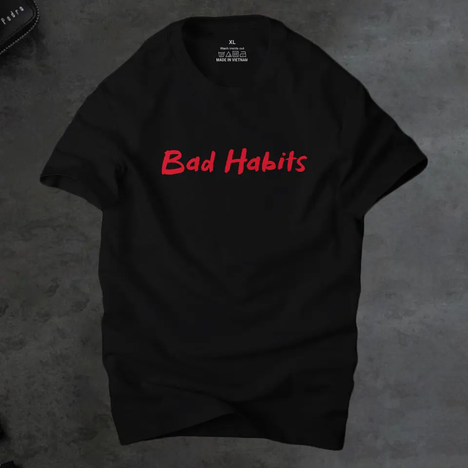   Áo phông nam Bad habits cá tính màu đen