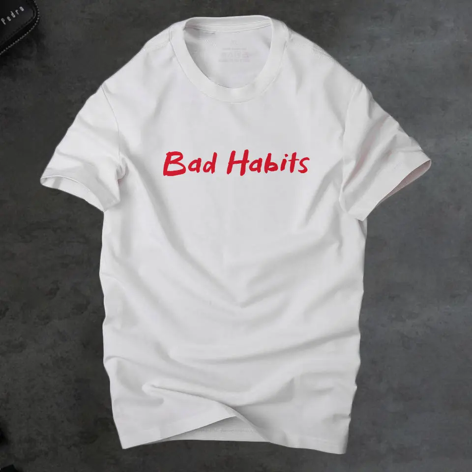   Áo phông nam Bad habits cá tính màu trắng