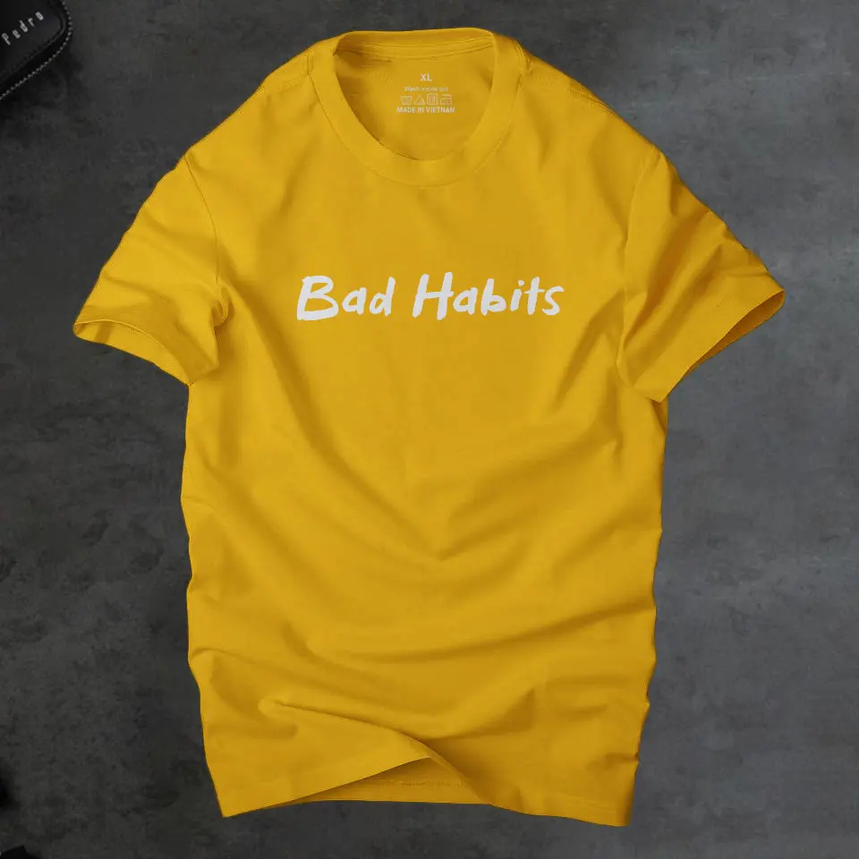   Áo phông nam Bad habits cá tính màu vàng nghệ