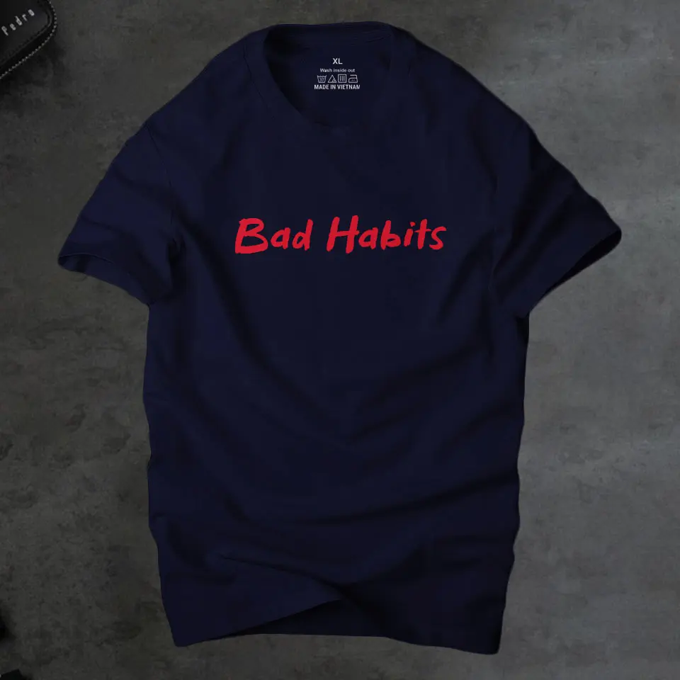   Áo phông nam Bad habits cá tính màu xanh đen