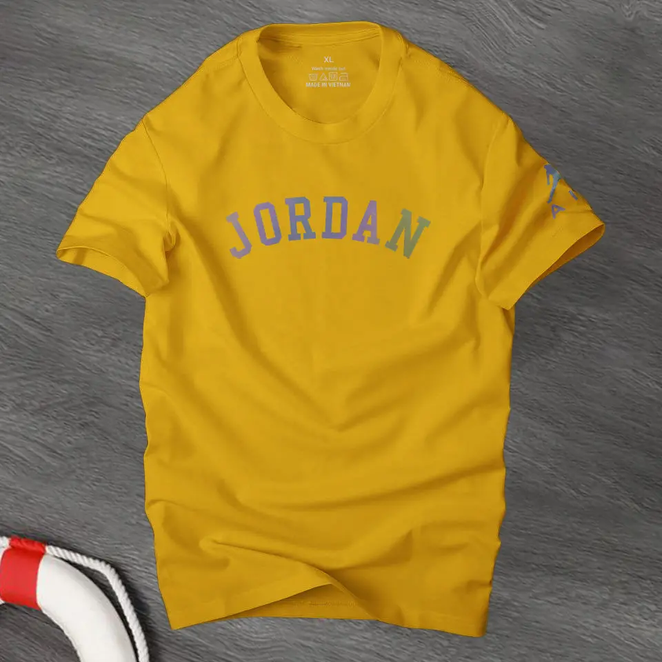 Áo thun nam cổ tròn Jordan phản quang 7 màu - vàng nghệ