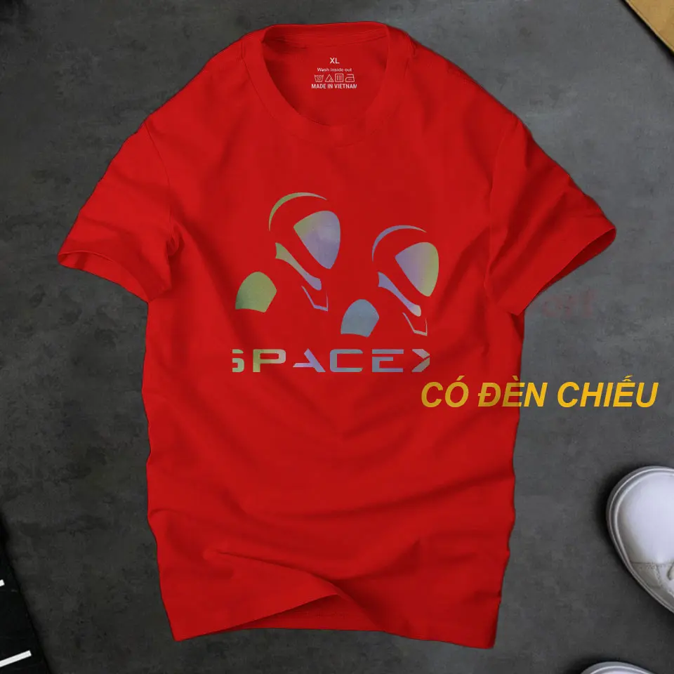 Áo thun nam Spacex phản quang 7 màu siêu nét màu đỏ đô