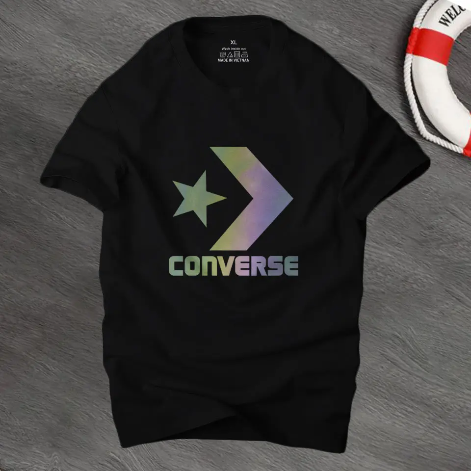 Áo phông nam Conver C5 phản quang 7 màu cá tính màu đen
