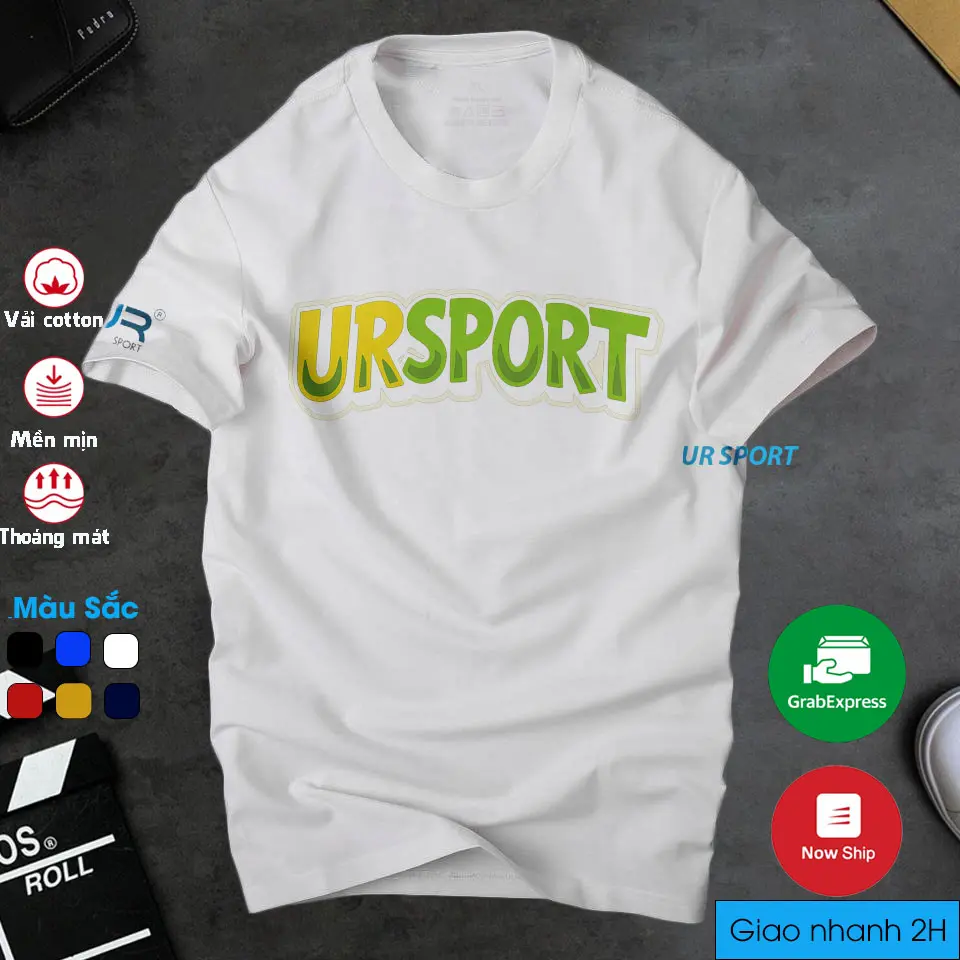 Áo thun URSPORT nam màu trắng thiết kế unisex 2025 Áo thun URSPORT nam màu trắng form rộng unisex 2025